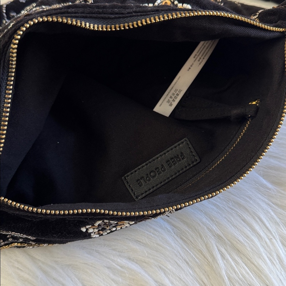 Free People Nashville Nights Beaded Black Velvet Shoulder Bag - Picture 9 of 12